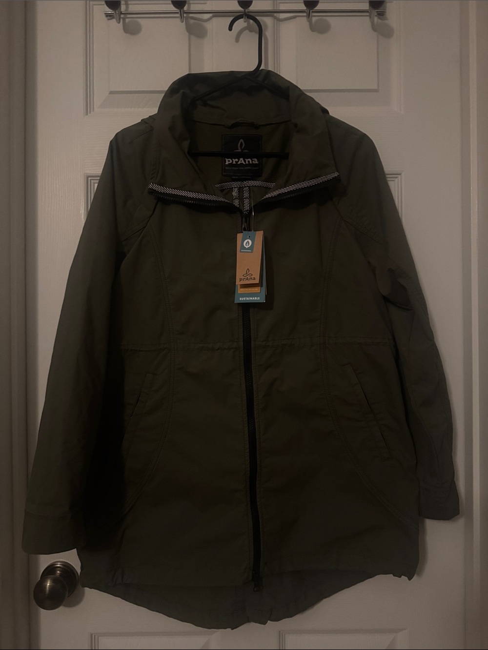 NWT Prana Olive Green Lightweight Hooded Jacket